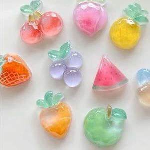 5pcs/set Cute Cartoon Crystal Fruit Shaped Fridge Magnets For Decoration